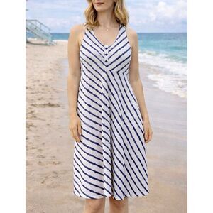 The North Face blue white striped racerback athletic dress M